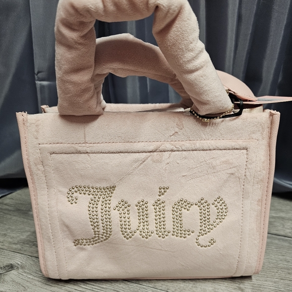 Juicy Couture Pink Mini Velour Logo Tote Crossbody Shoulder Bag - Picture 12 of 15